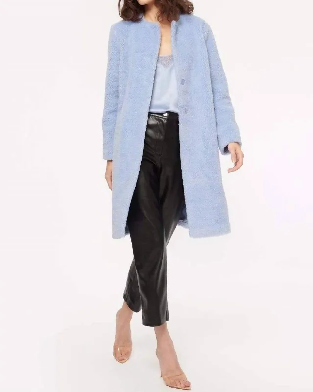 Suede OvercoatsEmmy Sherpa Coat In Alpine Blue