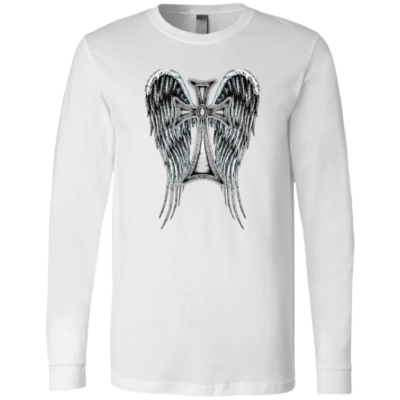 Heraldic Wing cross Men's Jersey LS T-Shirt, Men's Long Sleeve Crewneck, Men's Long Sleeve T-Shirt, Crewneck Shirt