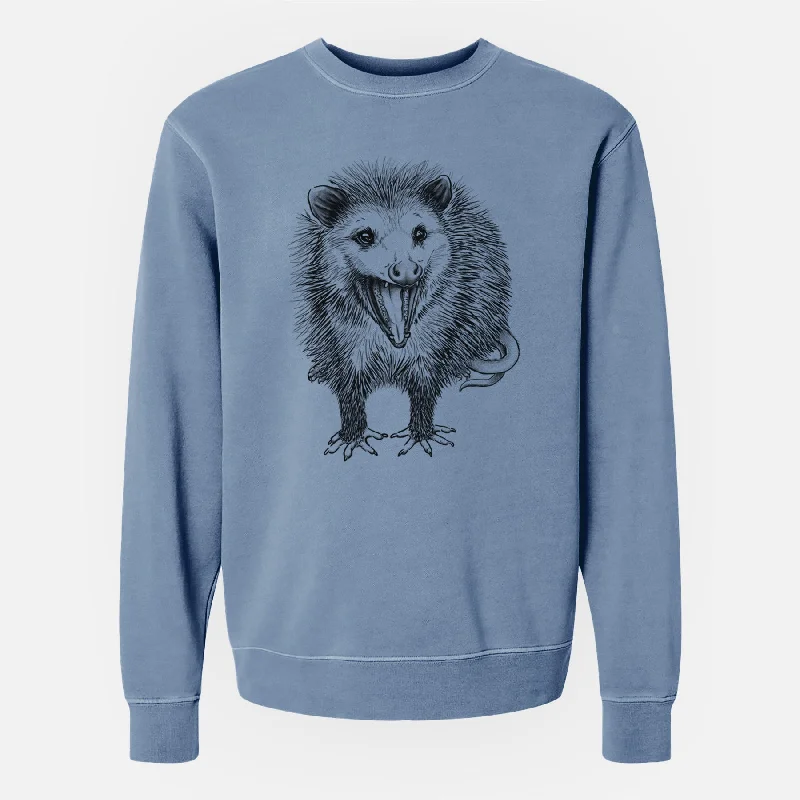 Band Merch SweatshirtsHissing Opossum - Didelphidae - Unisex Pigment Dyed Crew Sweatshirt