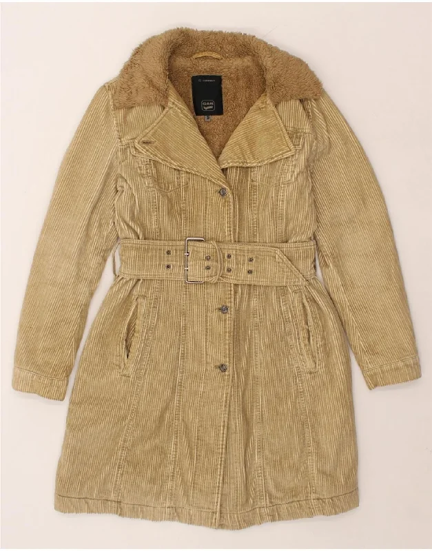 Hemp OvercoatsGAS Womens Corduroy Coat UK 10 Small Beige Cotton