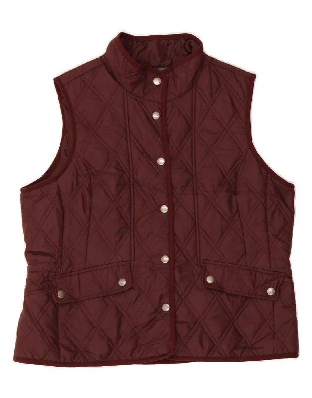 EDDIE BAUER Womens Quilted Gilet UK 16 Large Brown Polyester