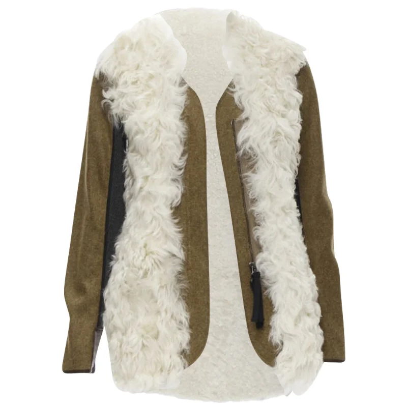 Travel OvercoatsMarni lamb shearling fur wool sleeves winter coat