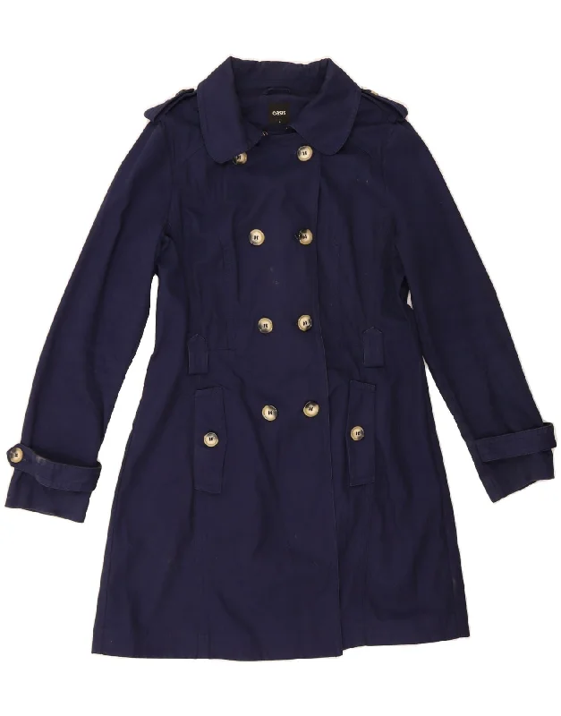 Sports Team OvercoatsOASIS Womens Trench Coat UK 14 Large Navy Blue Cotton