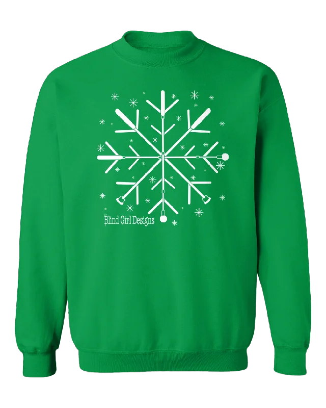 Designer SweatshirtsNew 3D! Super Tactile Snowflake White Cane Crew Sweatshirt - Irish Green