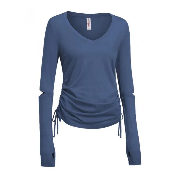 Expert Women's Stone Blue American MoCA Laurel Long Sleeve V-Neck