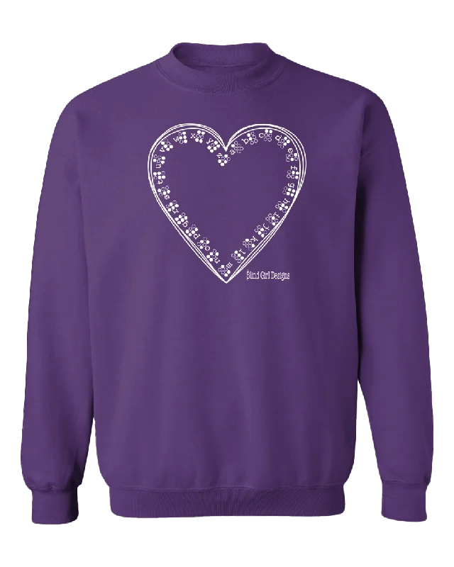 Cotton Hoodies3D Tactile Braille Heart Sweatshirt - Purple