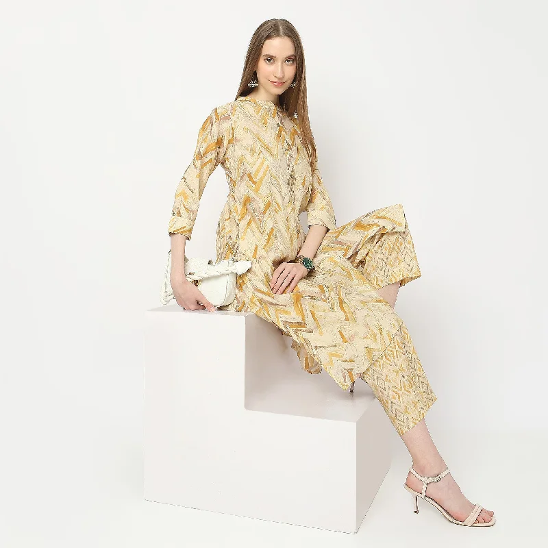 Flare Fit Printed Kurta with Pant Set