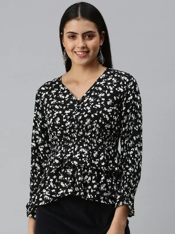 Women Black Printed Corset Top