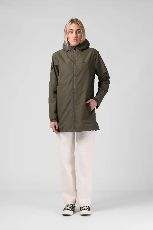 Asymmetrical OvercoatsRain Coat - Dark Olive