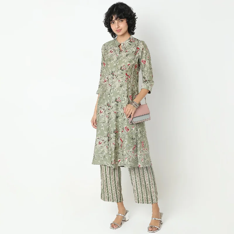 Flare Fit Printed Kurta with Pyjama Set