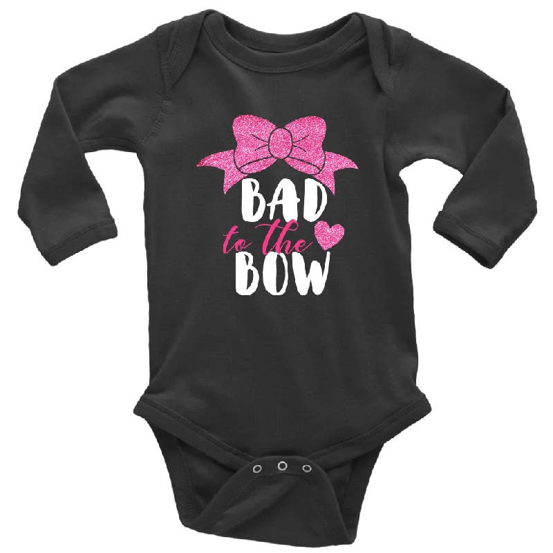 BAD to the BOW Long Sleeve One Piece Snap Baby Bodysuit