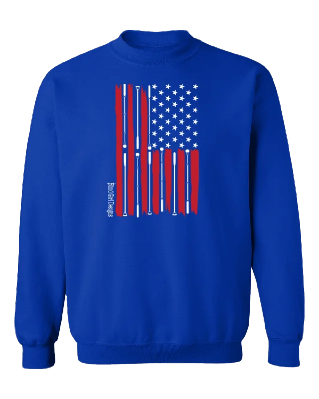 Camping HoodiesBeautiful American flag crew sweatshirt Royal  blue