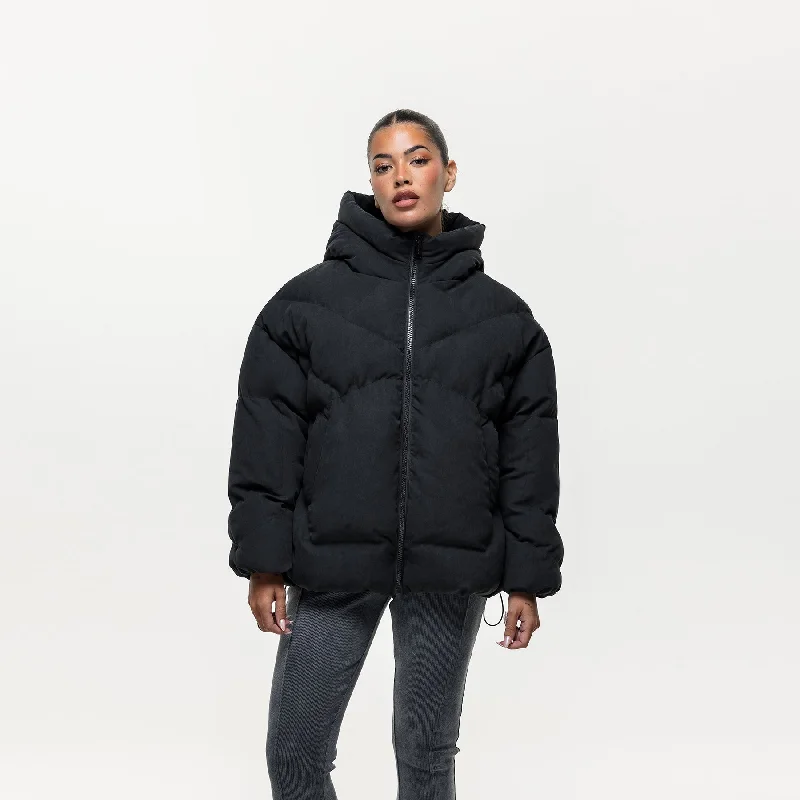 Spring OvercoatsGlacier Black Puffer Coat