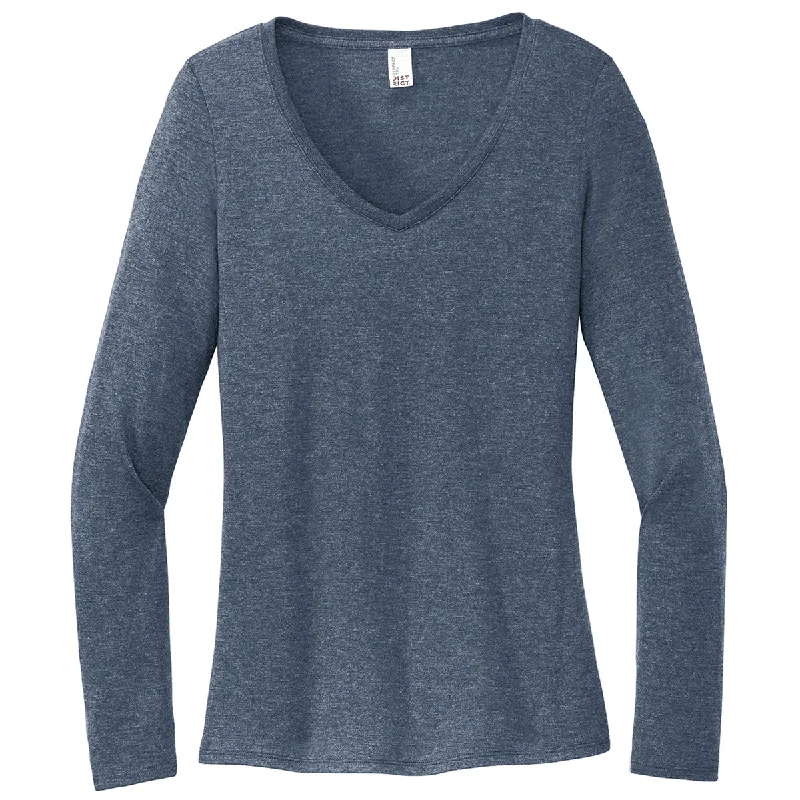 District Women's Navy Frost Perfect Tri Long Sleeve V-Neck Tee