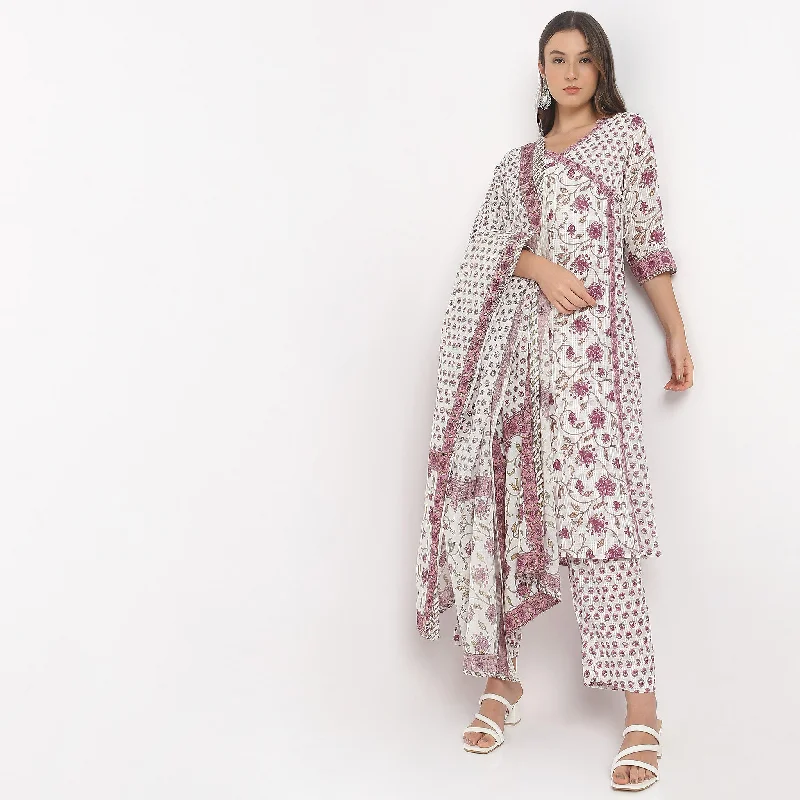 Regular Fit Floral Kurta and Pant with Dupatta Set