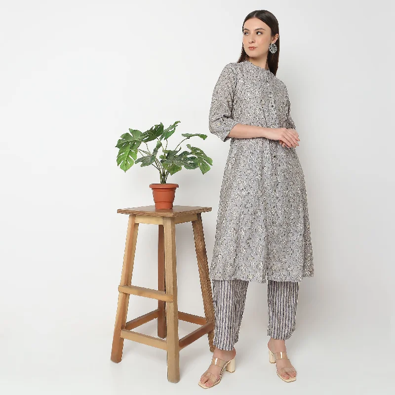 Flare Fit Printed Kurta with Pant Set