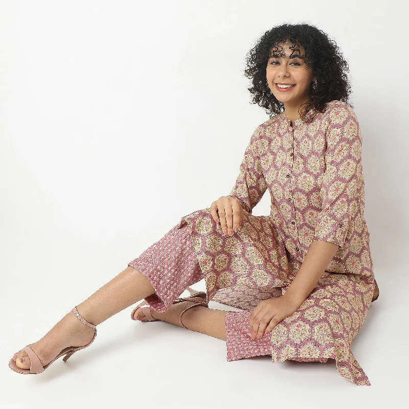 Regular Fit Printed Kurta with Pant Set