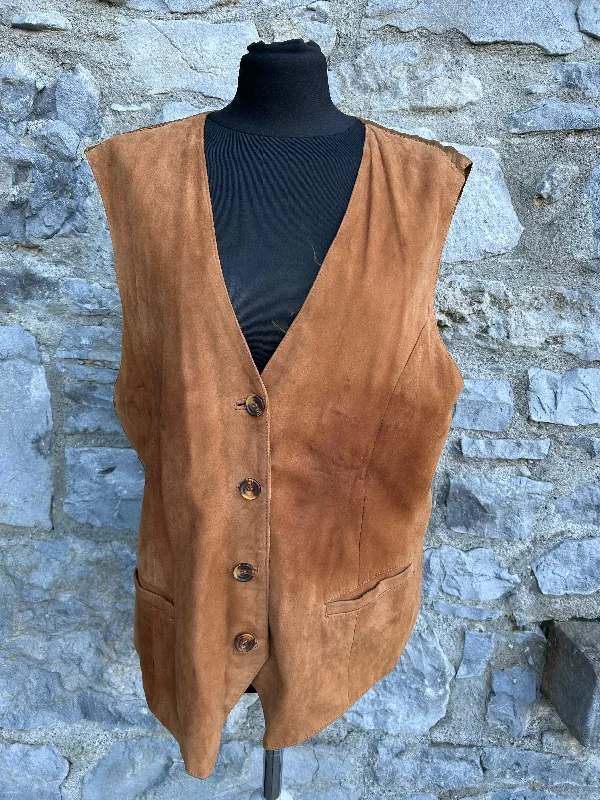 Belted Overcoats80s brown suede waistcoat Large