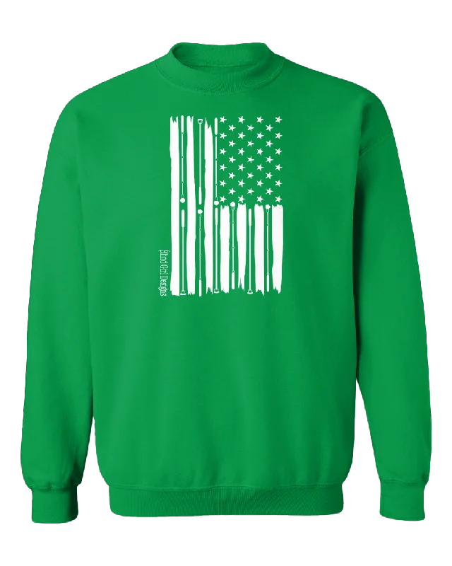 Sleep HoodiesSALE! Tactile American Flag White Cane Crew Sweatshirt - Irish Green