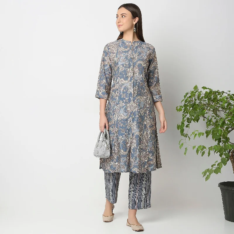 Flare Fit Printed Kurta with Pant Set