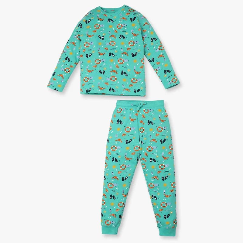 Boys Regular Fit Printed T-Shirt with Pyjama Sleepwear Set