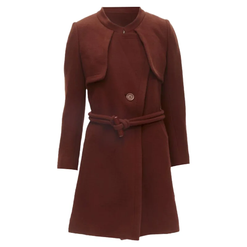 Cocoon CoatsChloe brick wool toggle belt long coat