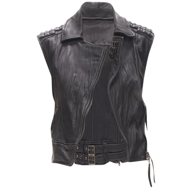 Elizabeth and James leather wrapped square stud vest jacket