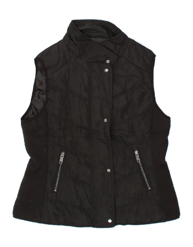 LAURA ASHLEY Womens Padded Gilet UK 14 Large Black Polyester