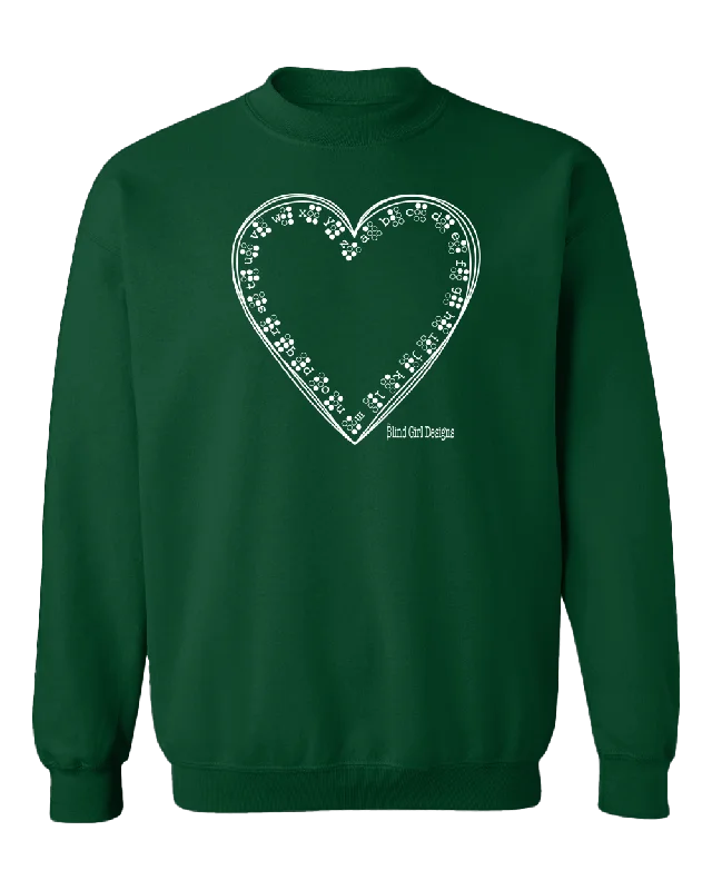 Organic Cotton Sweatshirts3D Tactile Braille Heart Sweatshirt - Deep Forest Green