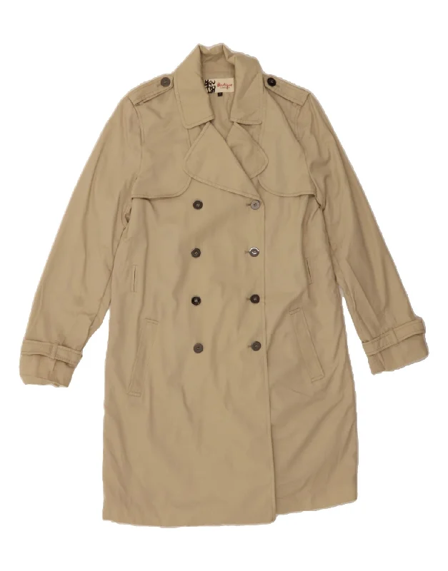 Painted OvercoatsJAEGER Womens Double Breasted Coat UK 12 Medium Beige Cotton