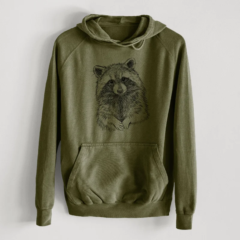 Linen Blend SweatshirtsRaccoon - Procyon lotor  - Mid-Weight Unisex Vintage 100% Cotton Hoodie