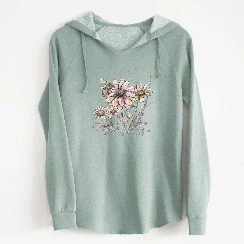 High-Fashion SweatshirtsBee with Wildflowers - Cali Wave Hooded Sweatshirt