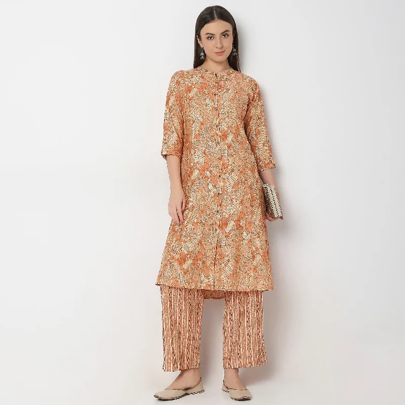 Flare Fit Printed Kurta with Pant Set