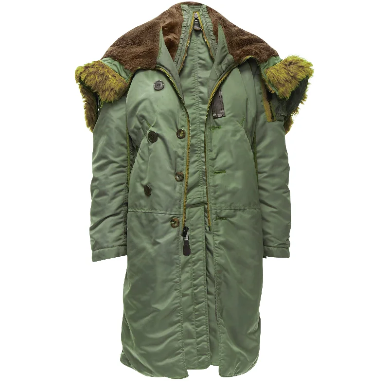 Formal OvercoatsJunya Watanabe faux fur hood padded safari army coat