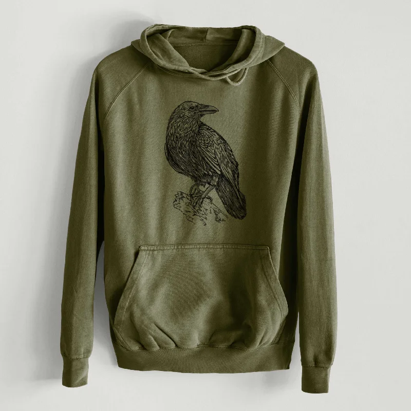 Fishing SweatshirtsCommon Raven  - Corvus corax - Mid-Weight Unisex Vintage 100% Cotton Hoodie