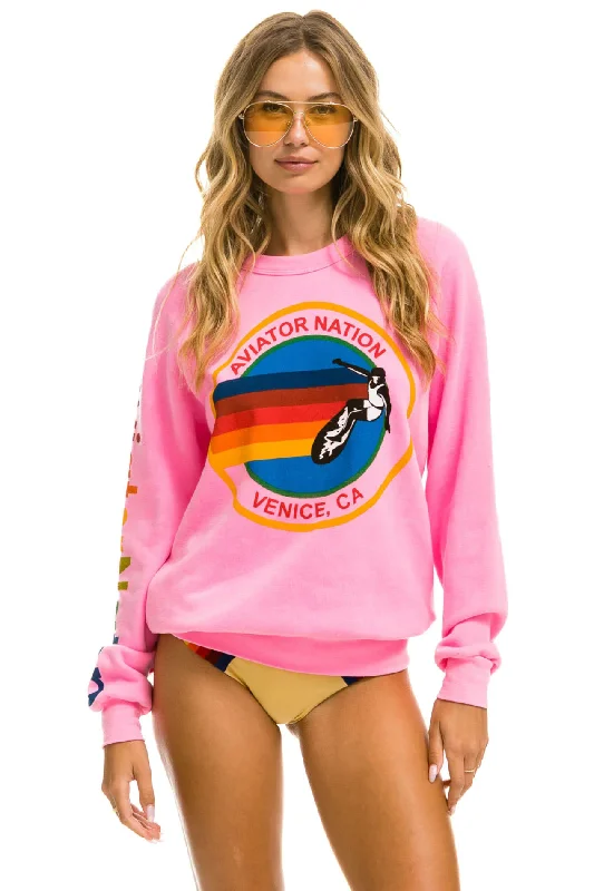 Metallic HoodiesAviator Nation Unisex Crew Sweatshirt in NEON PINK