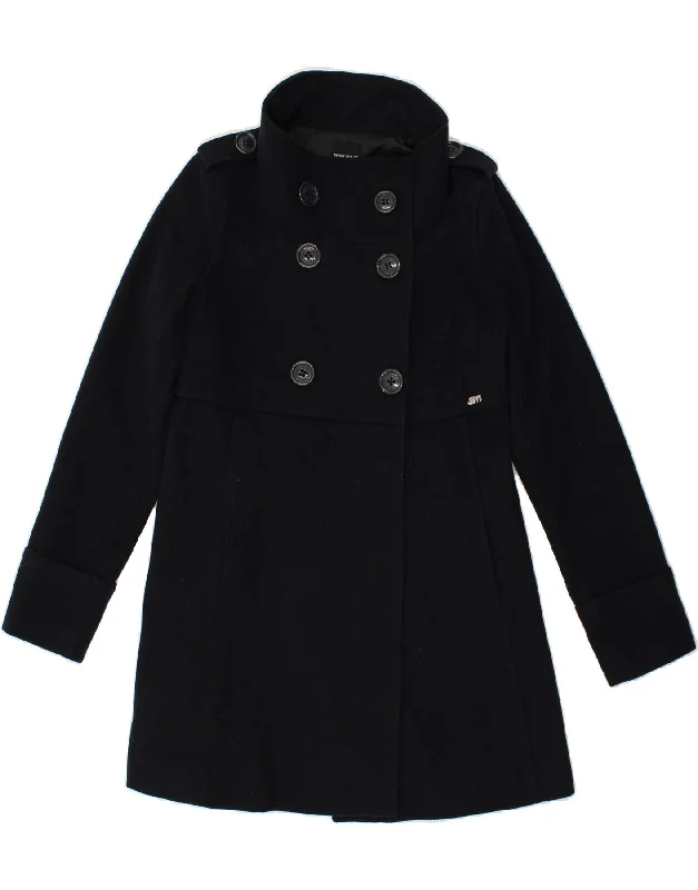 Travel OvercoatsMISS SIXTY Womens Double Breasted Coat UK 14 Medium Navy Blue