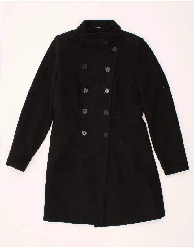 Quilted OvercoatsZARA Womens Double Breasted Coat UK 14 Large Black Polyester