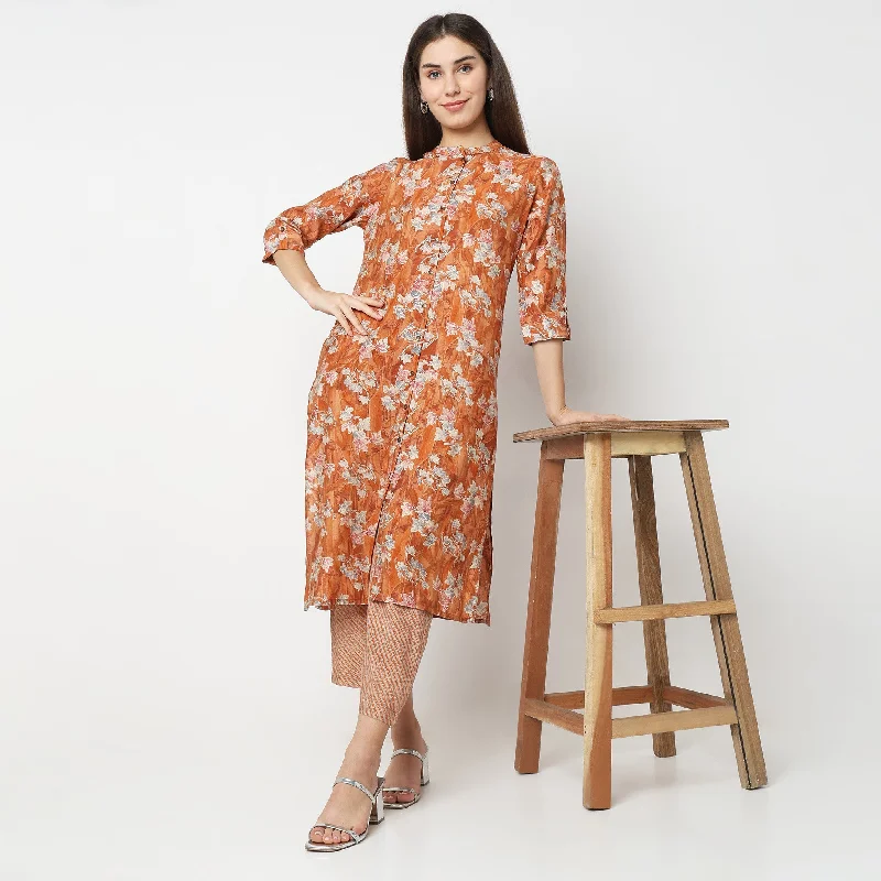 Regular Fit Printed Kurta with Pant Set