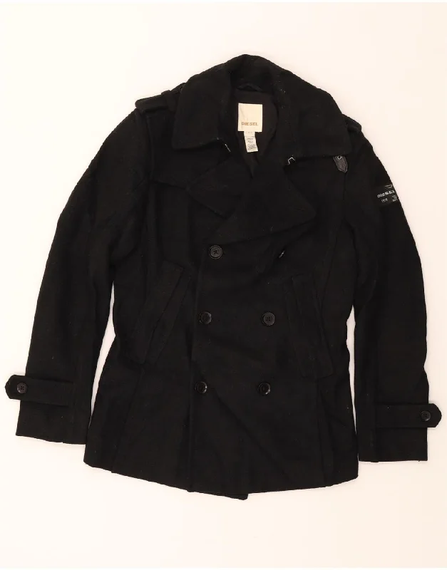 Asymmetrical OvercoatsDIESEL Womens Pea Coat UK 10 Small Black Viscose