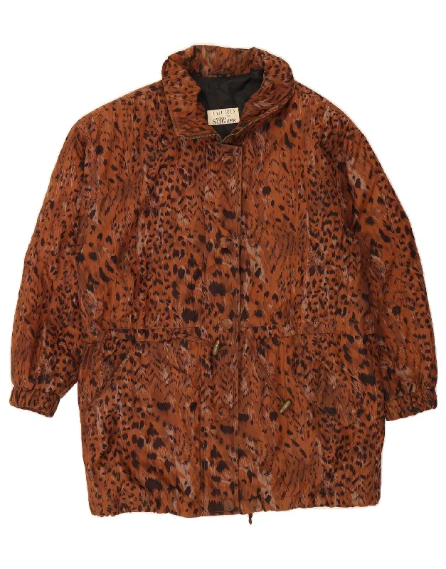 Outdoor OvercoatsVINTAGE Womens Windbreaker Coat UK 20 2XL Brown Animal Print Polyamide