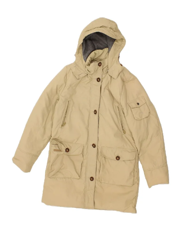 Hemp OvercoatsDIADORA Womens Hooded Padded Coat UK 10 Small Beige Nylon