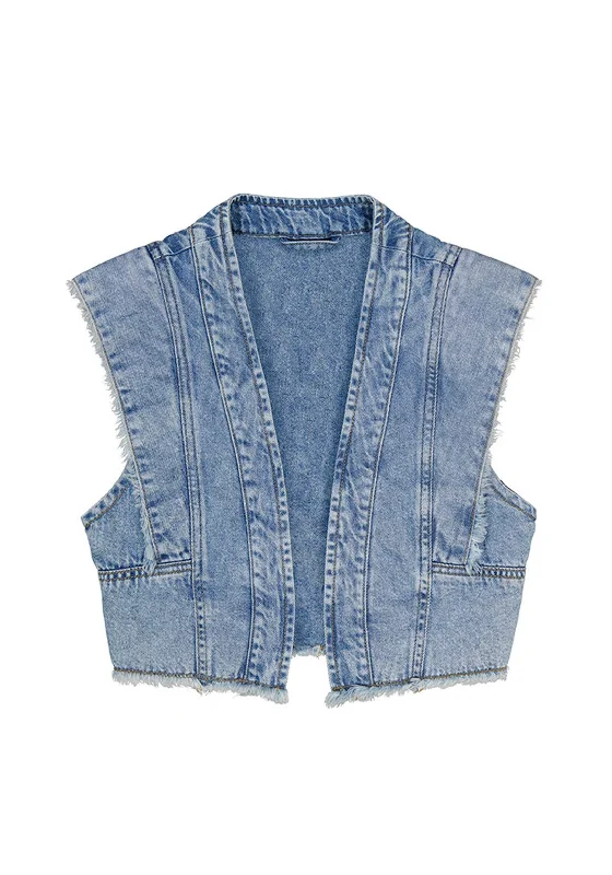 Mayoral Older Girl Denim Vest, Blue