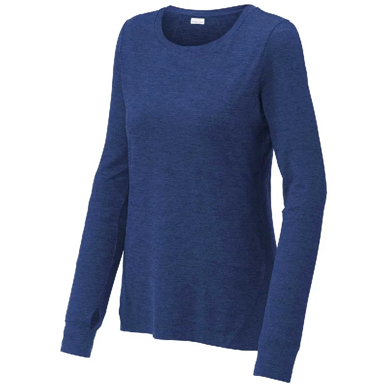 Sport-Tek Women's True Royal Heather Exchange 1.5 Long Sleeve Crew