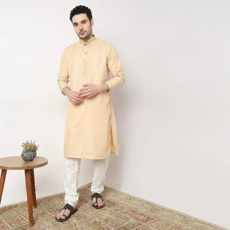 Regular Fit Jacquard Kurta with Pant Set