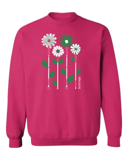 Embellished Sweatshirts3D Pretty Daisies Sweatshirt - Vibrant Pink