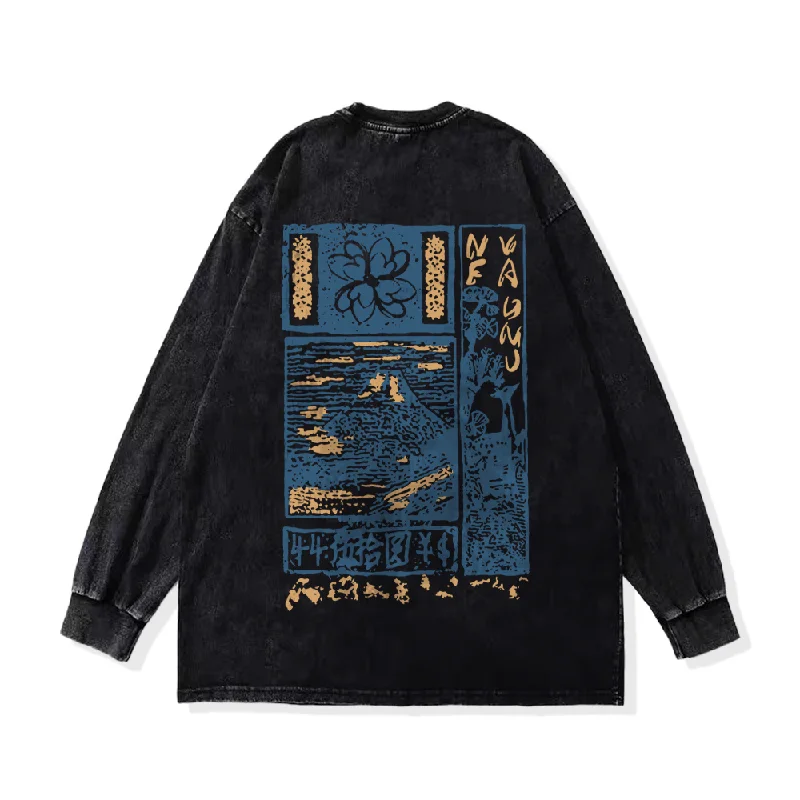 Retro HoodiesVintage Landscape Print Sweatshirt