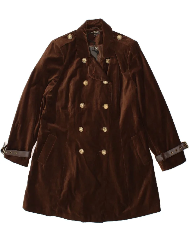 Lace-Up OvercoatsVINTAGE Womens Velvet Double Breasted Coat UK 14 Large Brown