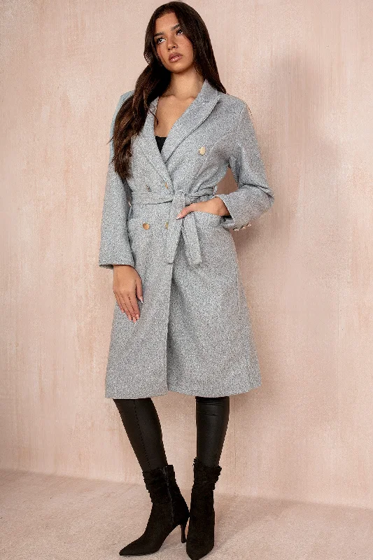 Designer OvercoatsAriel Grey Longline Belted Coat