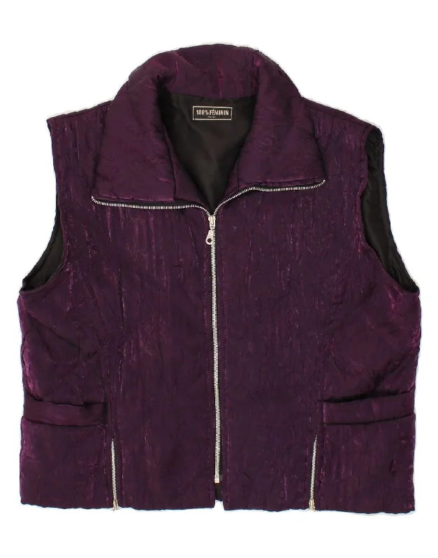 VINTAGE Womens Padded Gilet UK 16 Large Purple